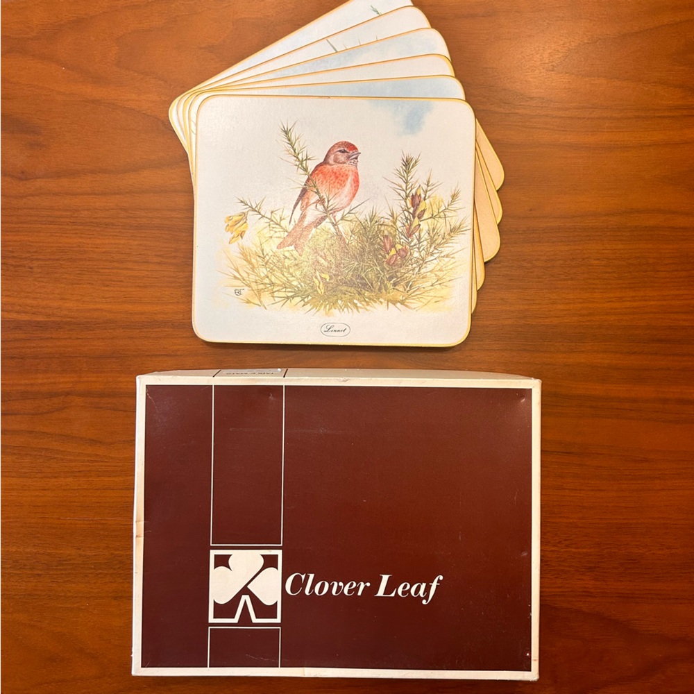 Vintage Clover Leaf Table Mats 6 - British Birds
